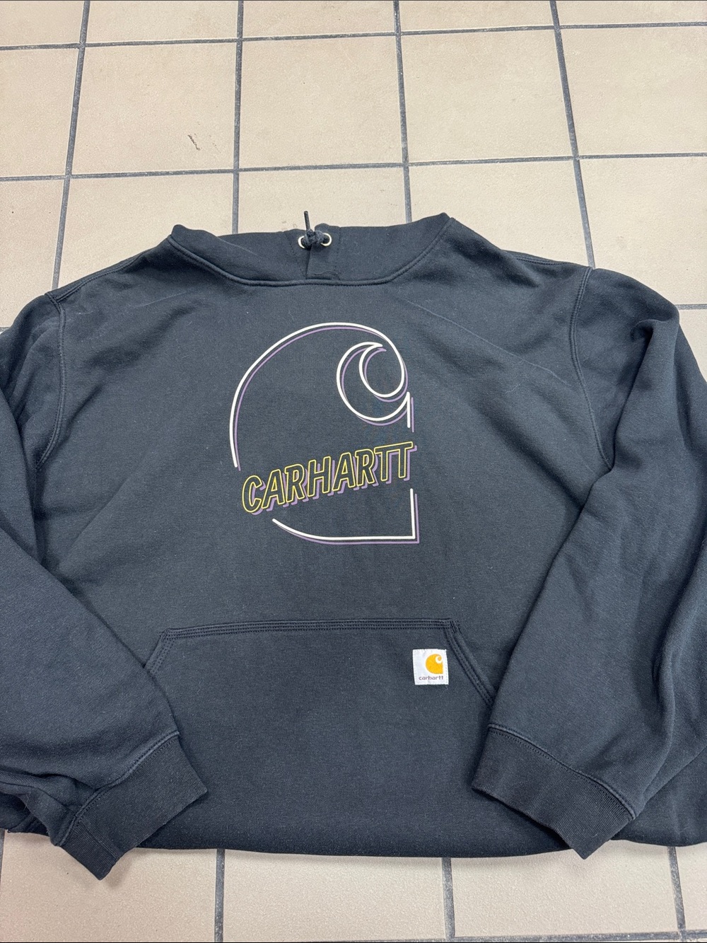 Carhartt Black Crewneck Sweatshirt with Neon Outline Logo